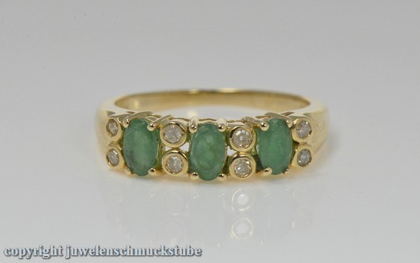 Smaragd Diamant Ring in 14 Kt. Gelbgold Neu günstig