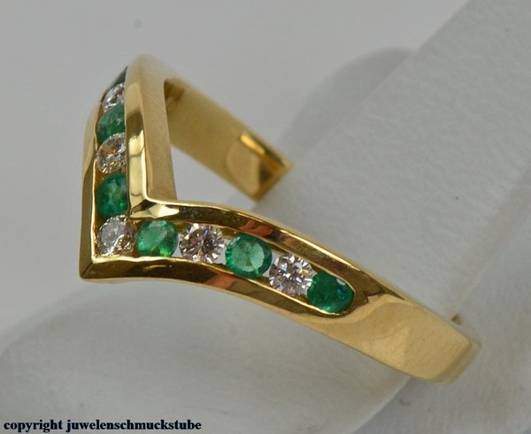 Brillant Smaragd Ring in 18 Kt. Gelbgold