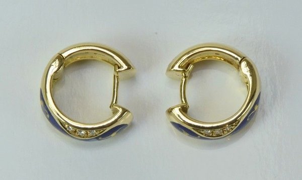 Fabergé Brillannt Ohrringe 18 Kt.Gelbgold Emaille