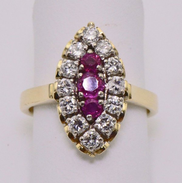 Rubin Ring mit Diamanten 14 Kt. Gold günstig
